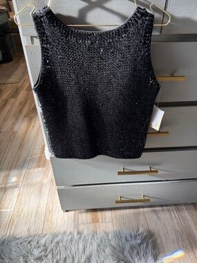 Dana Buchman Black Sequin Shell Top